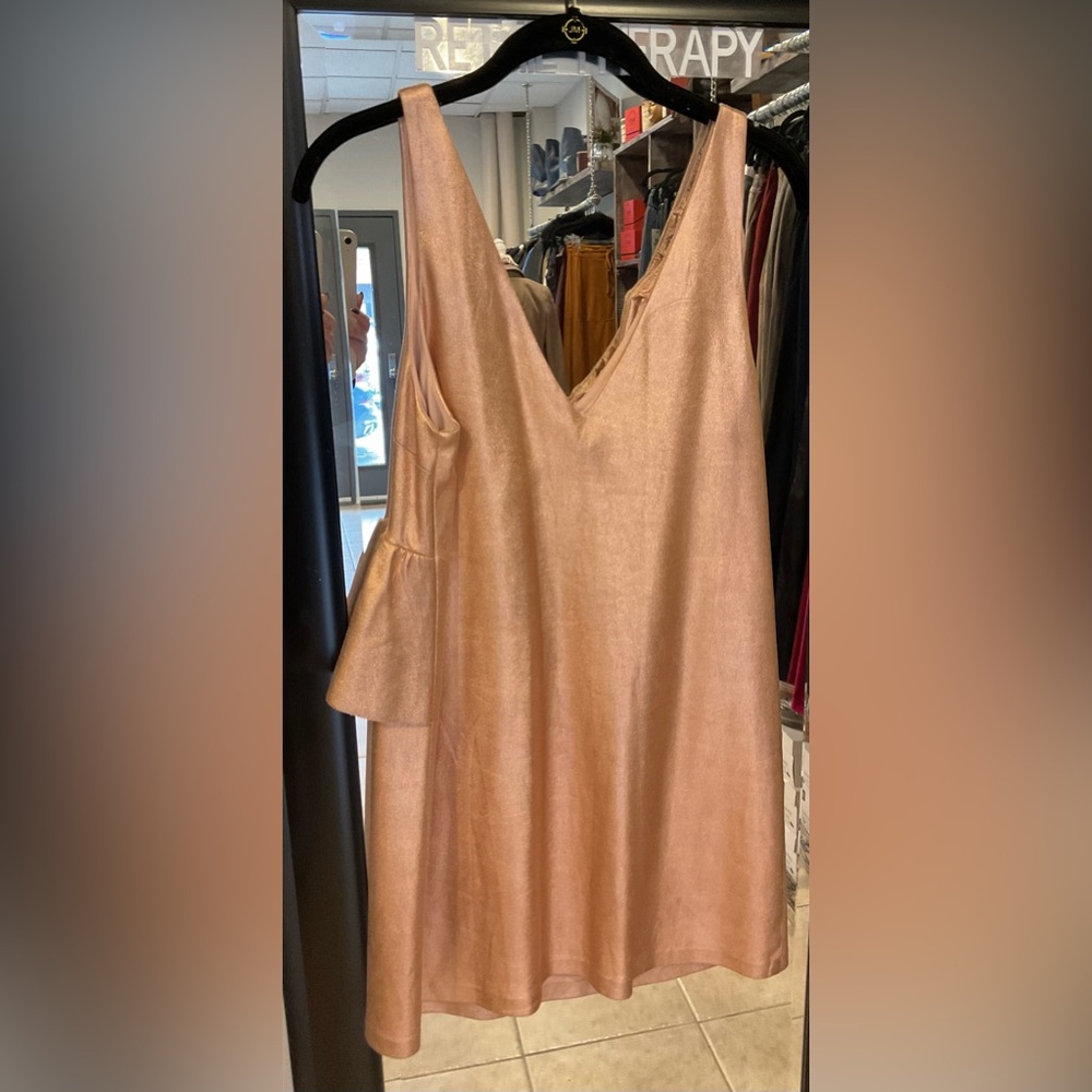 ZARA ROSE-GOLD RUFFLE MINI DRESS - Picture 8 of 10